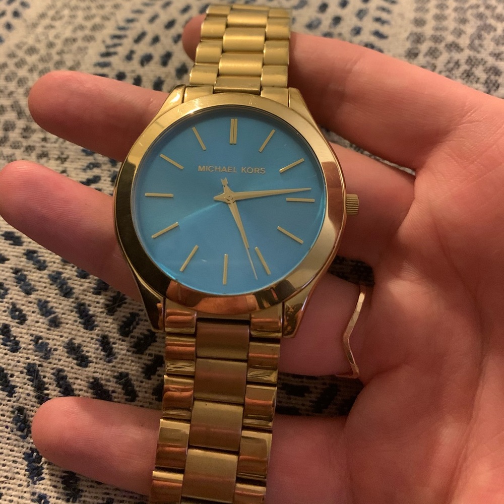 Michael Kors Blue & Gold watch